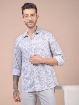 CRIMSOUNE CLUB - Mens Grey Floral Print Shirt