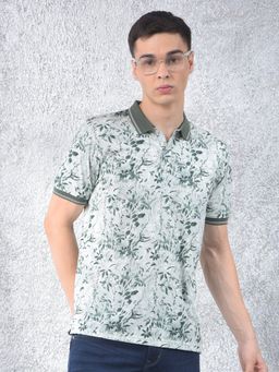 CRIMSOUNE CLUB - Men Grey Floral Polo T-Shirt