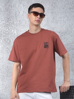 CRIMSOUNE CLUB - Men Rust Printed Casual T-Shirt