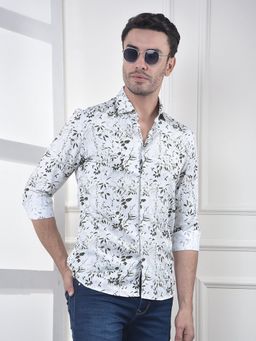 CRIMSOUNE CLUB - Men Floral Off White Shirt