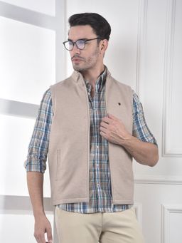 CRIMSOUNE CLUB - Men's Beige Sleeveless Puffer Jacket