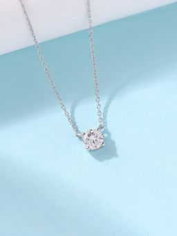 Ornate Jewels - 925 Silver 0.80 Carat American Diamond Eternal Sparkle Necklace for Women & Girls