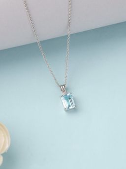 Ornate Jewels - 925 Silver 1.85 Carat Blue Topaz Radiant Reflection Necklace for Women & Girls
