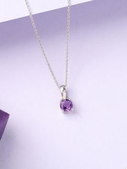 Ornate Jewels - 925 Silver 0.65 Carat Purple Amethyst Twilight Solitaire Necklace for Women & Girls