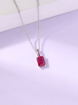 Ornate Jewels - 925 Silver 1.10 Carat Red Ruby Radiance Solitaire Necklace for Women & Girls