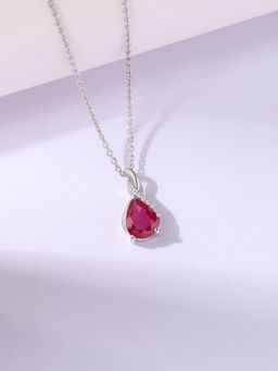 Ornate Jewels - 925 Silver 1.10 Carat Pear Red Ruby Ruby Radiance Necklace for Women & Girls