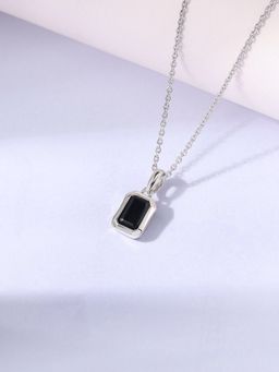 Ornate Jewels - 925 Silver 1.60 Carat Octagon Black Spinel Shadowed Grace Necklace for Women & Girls