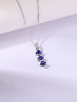 Ornate Jewels - 925 Silver Blue Fissure Filled Sapphire Celestial Sparkle Necklace for Women & Girls