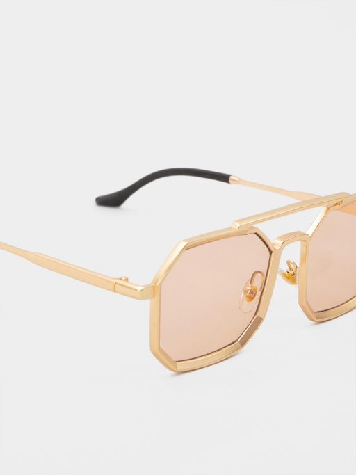 Buy Twenty Dresses by Nykaa Fashion Gold Pink Hexagon Sunglasses