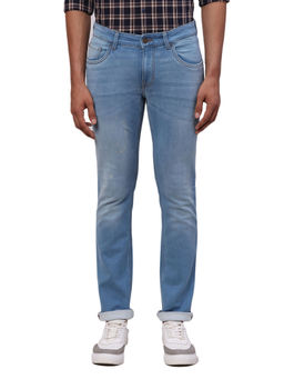 ColorPlus - Slim Fit Solid Medium Blue Jeans