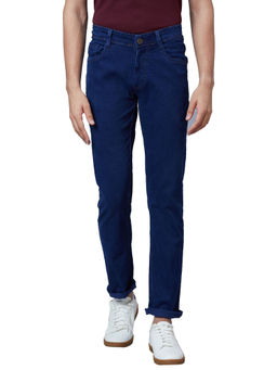 Park Avenue - Super Slim Fit Solid Fancy Blue Jeans