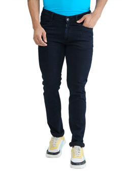 Park Avenue - Super Slim Fit Solid Navy Blue Jeans