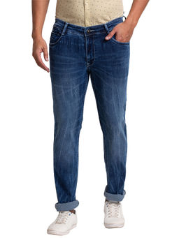 Parx - Slim Fit Solid Medium Blue Jeans