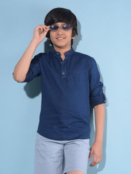 CRIMSOUNE CLUB - Boy's Blue 100% Cotton Shirt