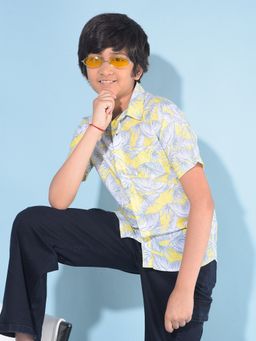 CRIMSOUNE CLUB - Boy's Yellow Floral Print Shirt