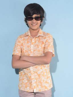 CRIMSOUNE CLUB - Boy's Orange Floral Print Shirt