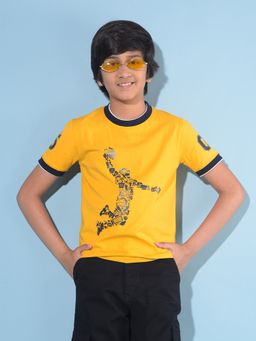 CRIMSOUNE CLUB - Boy's Mustard Graphic Print T-Shirt