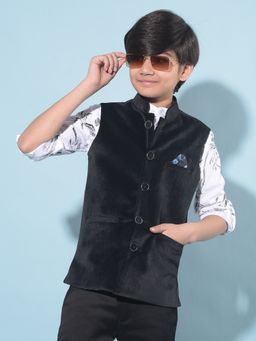 CRIMSOUNE CLUB - Boy's Black Regular Length Waist-Coat