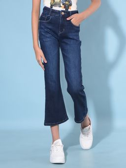 CRIMSOUNE CLUB - Girl's Blue Calf-Length Bootcut Jeans