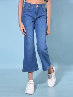 CRIMSOUNE CLUB - Girl's Blue Calf-Length Bootcut Jeans