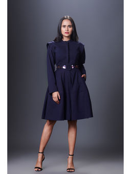 Deepika Arora - Navy Blue Jacket Dress (Set of 2)