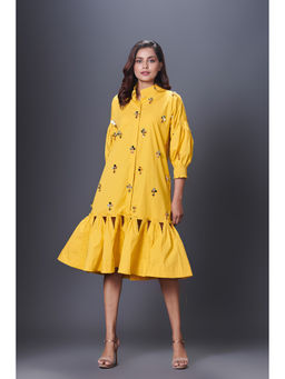 Deepika Arora - Yellow Hand Embroidered Dress