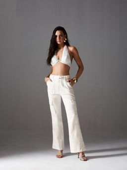 Miss Chase - Women White Wide Leg High Rise Regular Stretchable Denim Jeans