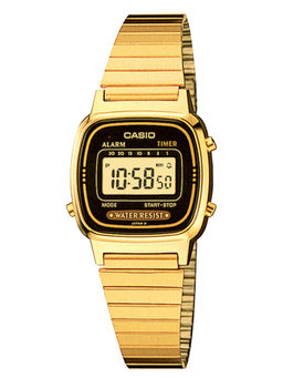 Casio - Vintage LA670WGA-1DF Black Digital Dial Gold Stainless Steel Band D124