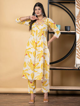 Readiprint - A Line Cotton Yellow Kurta with Pant (Set of 2)