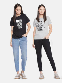 Uptownie - Womens Multi-color T-Shirt (Pack of 2)