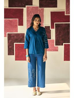 Prakriti Jaipur - Teal Lily Embroidery Co-Ord (Set of 2)