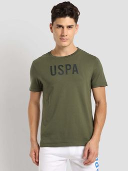 U.S. POLO ASSN. - Olive Solid/Plain Crew Neck T-Shirt