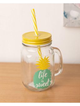 Voncasa - Mason Mug with Straw 450Ml