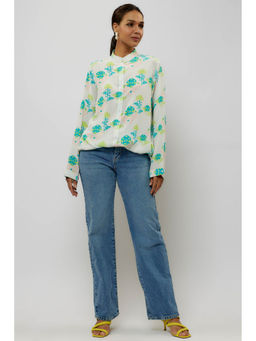 PS Pret by Payal Singhal - White Printed Crepe Front Open Shirt