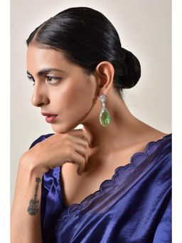 SWABHIMANN - Green Astor Emerald Crystal Zirconia Dangler Earrings