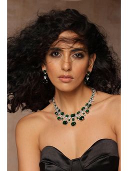SWABHIMANN - Green Erren Emerald Necklace And Earrings