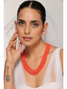 SWABHIMANN - Orange Lovia Orange Beaded Layenecklace