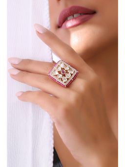 SWABHIMANN - Multicolor Baani Gold Plated Kundan Ring