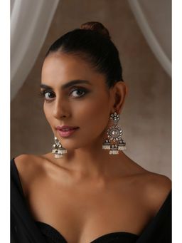 SWABHIMANN - White Mewa Victorian Polki Jhumki Earrings