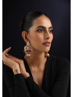 SWABHIMANN - Red Eira Polki Chandbali Earrings