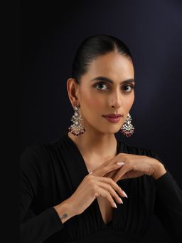 SWABHIMANN - Maroon Shailee Polki Dangler Earrings