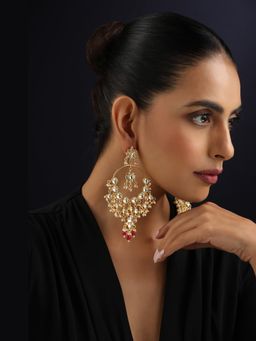 SWABHIMANN - Red Pavitra Kundan Chandbali Earrings