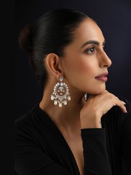 SWABHIMANN - White Vaani Polki Dangler Earrings