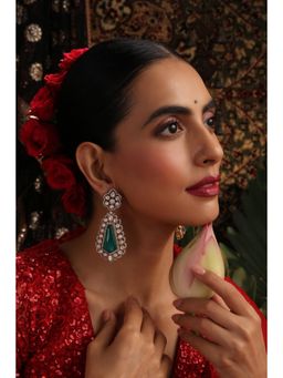 SWABHIMANN - Green Inina Emerald Polki Dangler Earrings