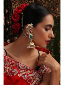 SWABHIMANN - Green Afsana Emerald Jhumka Earrings