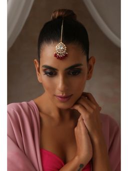 SWABHIMANN - Red Varlika Polki Maang Tikka