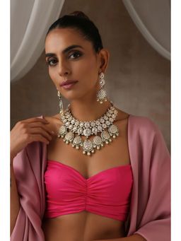 SWABHIMANN - Gold Prakrati Gold Polki Necklace And Earrings