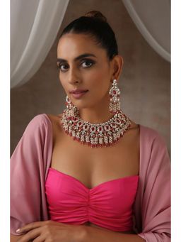 SWABHIMANN - Multicolor Kainash Polki And Pearl Necklace And Earrings