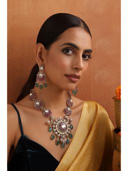 SWABHIMANN - Multicolor Raavya Polki Necklace And Earrings
