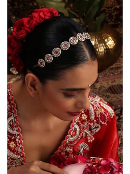 SWABHIMANN - Red Suriti Polki Sheesh Patti